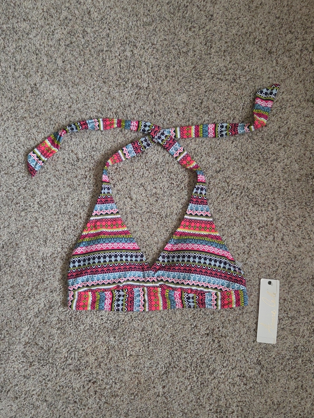 NWT Anne Cole Halter Bikini Top - friendship Bracelet Pattern